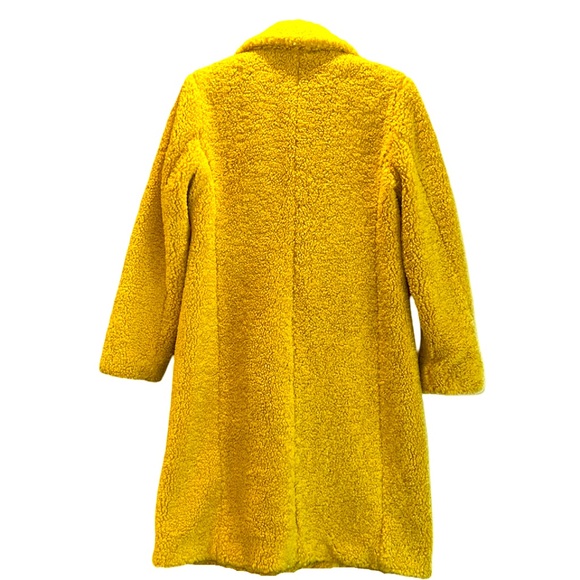 LOFT Yellow Goldenrod Teddy Bear Faux Fur Sherpa Coat Size Small - Picture 5 of 7